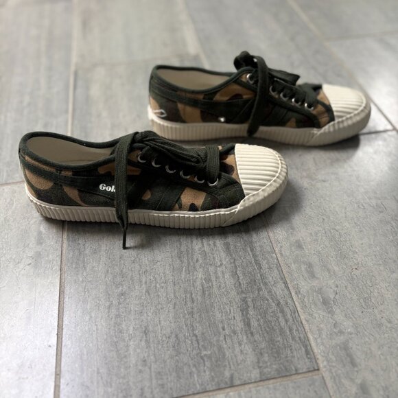 Gola Cadet Low-Top Sneaker CLB007 Classic Lace Up Green Camo Women's Size 9 - Picture 5 of 8